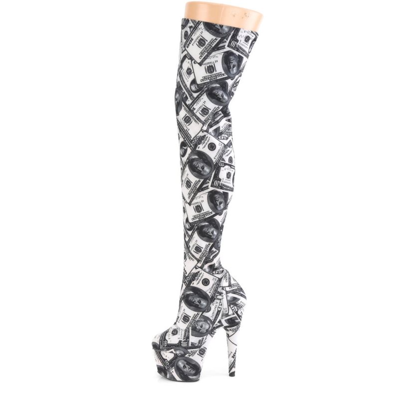 Pleaser Adore-3000DP Hoge Hakken Dames Wit Zwart | QDZCF-BE
