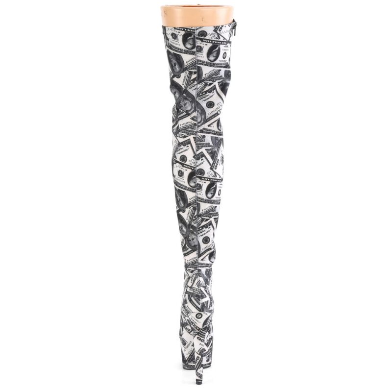 Pleaser Adore-3000DP Hoge Hakken Dames Wit Zwart | QDZCF-BE