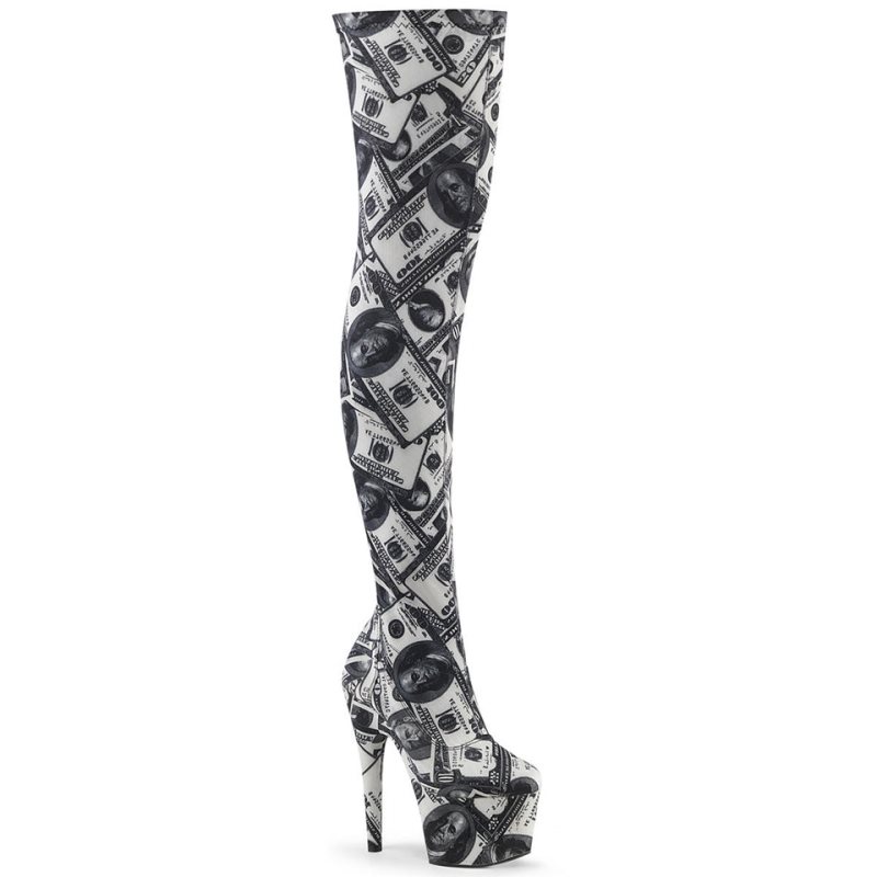 Pleaser Adore-3000DP Hoge Hakken Dames Wit Zwart | QDZCF-BE