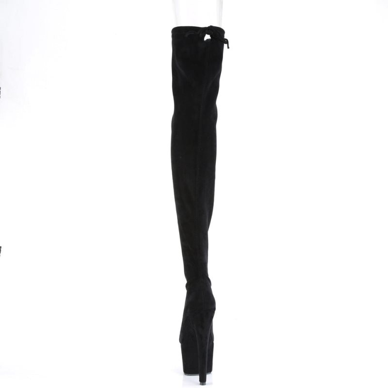 Pleaser Adore-3008 Suede Hoge Hakken Dames Zwart | CRNXL-BE