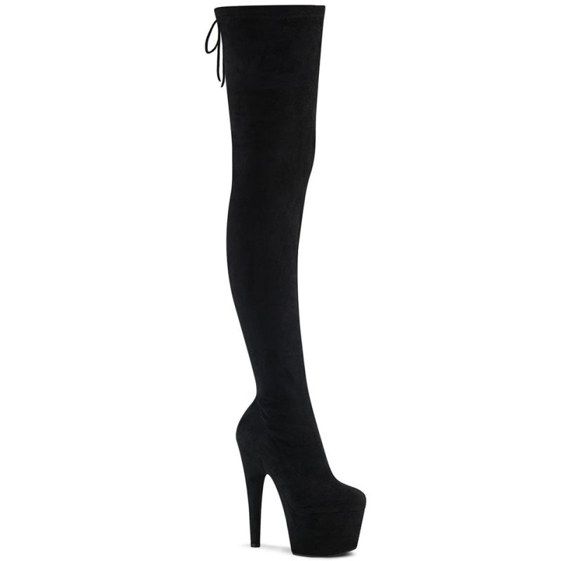 Pleaser Adore-3008 Suede Hoge Hakken Dames Zwart | CRNXL-BE