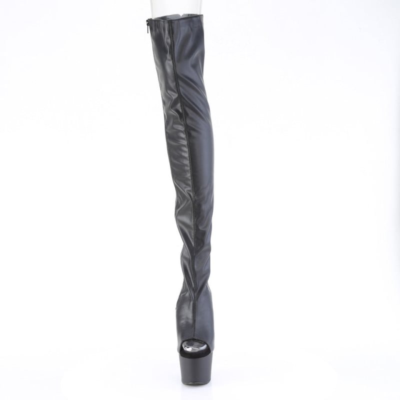 Pleaser Adore-3017 Vegan Leather Hoge Hakken Dames Zwart | OFXDC-BE