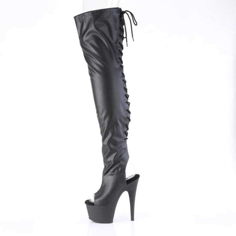 Pleaser Adore-3017 Vegan Leather Hoge Hakken Dames Zwart | OFXDC-BE