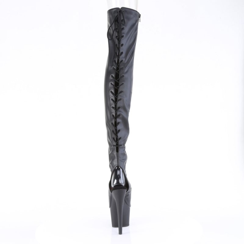 Pleaser Adore-3017 Vegan Leather Hoge Hakken Dames Zwart | OFXDC-BE