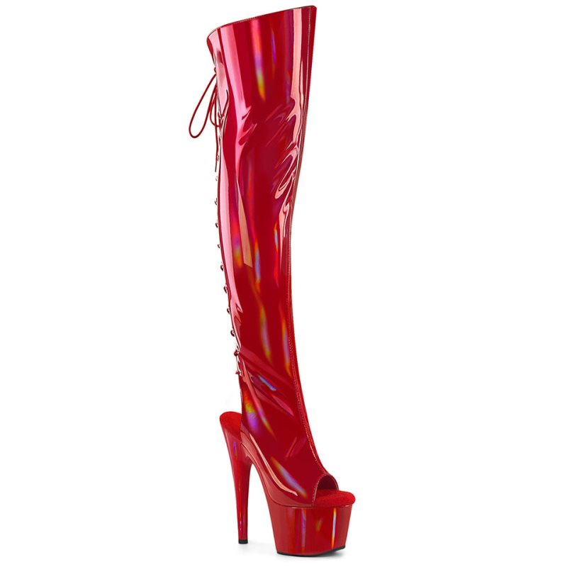 Pleaser Adore-3019HWR Stretch Holo Hoge Hakken Dames Rood | JWAHK-BE