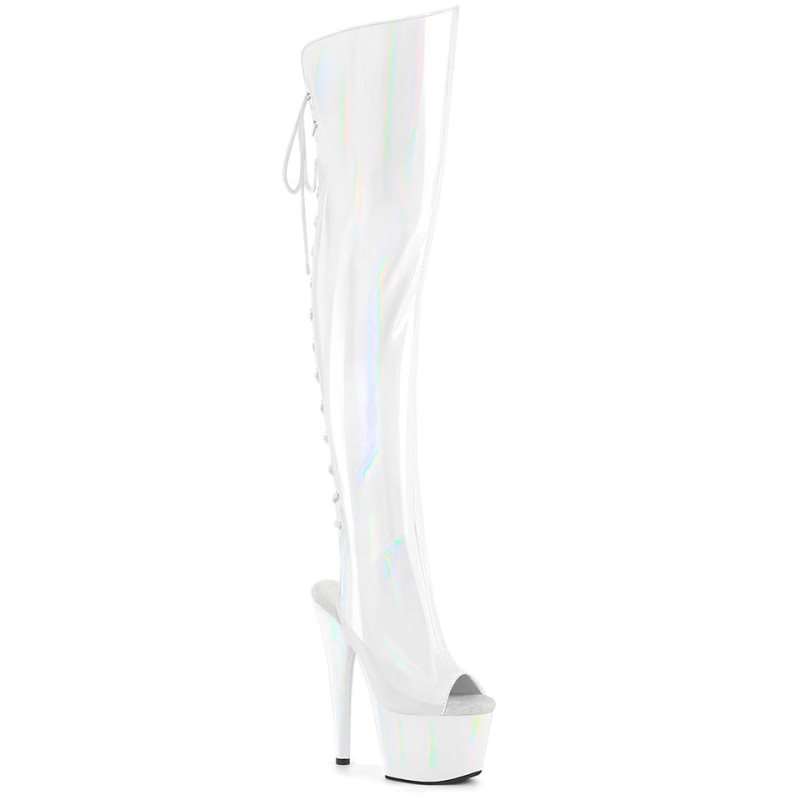 Pleaser Adore-3019HWR Stretch Holo Hoge Hakken Dames Wit | JPVBG-BE