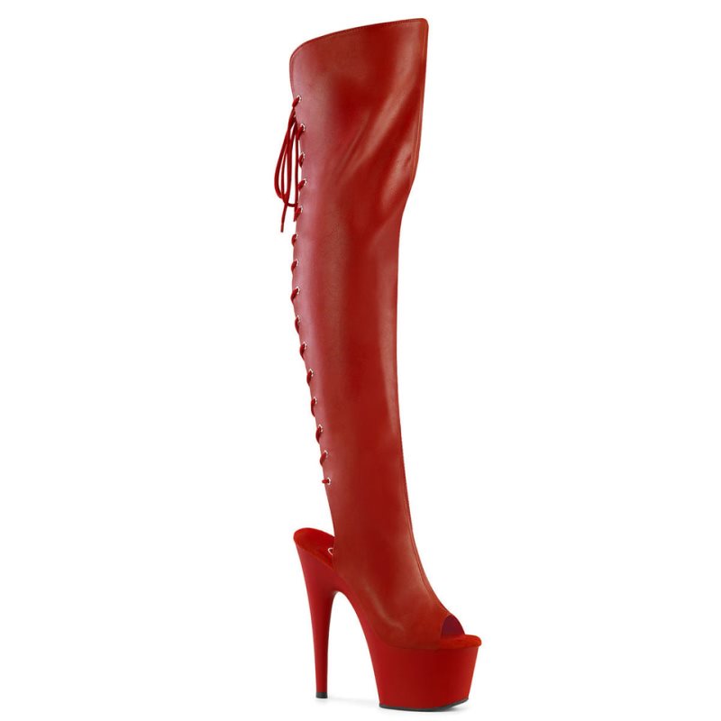 Pleaser Adore-3019 Vegan Leather Hoge Hakken Dames Rood | EOFXD-BE