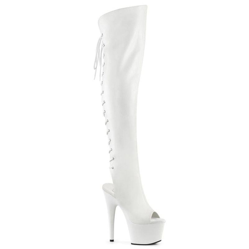 Pleaser Adore-3019 Vegan Leather Hoge Hakken Dames Wit | RAJMD-BE