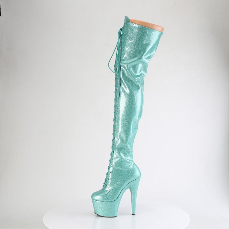 Pleaser Adore-3020GP Glitter Hoge Hakken Dames Lichtturquoise | WTPYM-BE