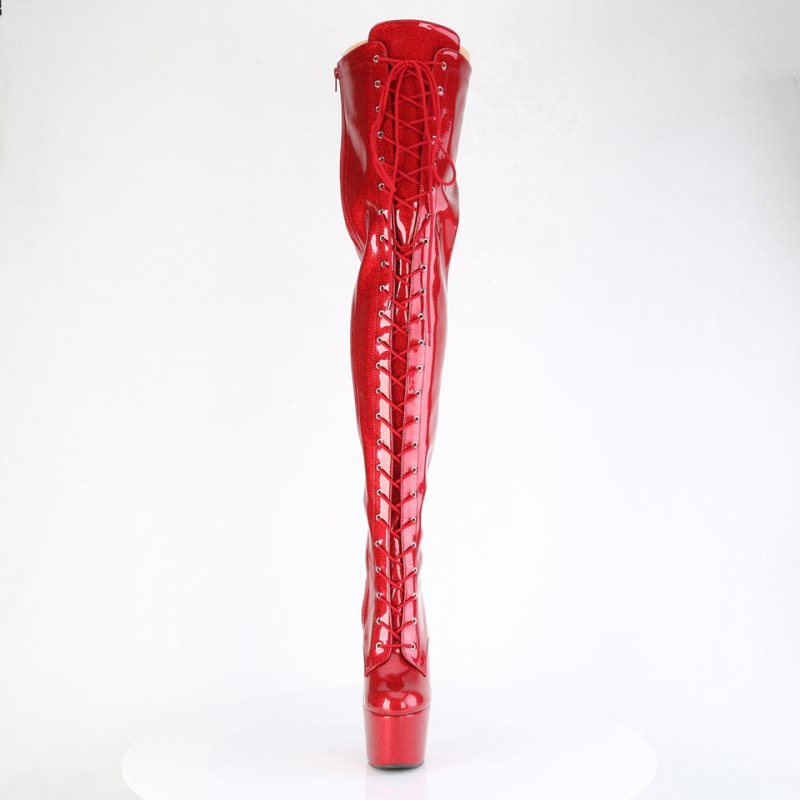 Pleaser Adore-3020GP Glitter Hoge Hakken Dames Rood | YSURJ-BE
