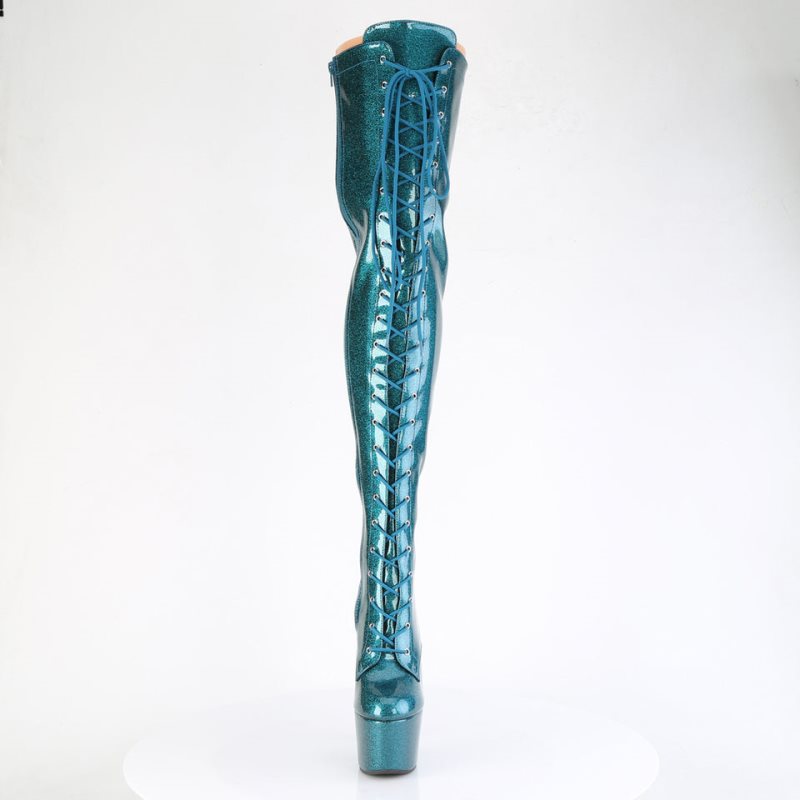 Pleaser Adore-3020GP Glitter Hoge Hakken Dames Turquoise | WELQU-BE