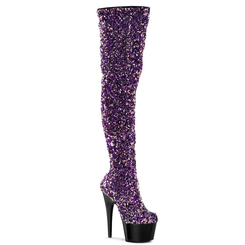 Pleaser Adore-3020 Hoge Hakken Dames Paars Zwart | VKMXI-BE