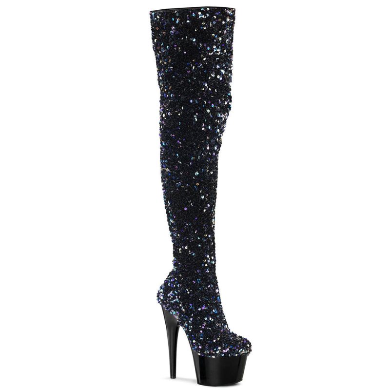 Pleaser Adore-3020 Hoge Hakken Dames Zwart | GZJEL-BE