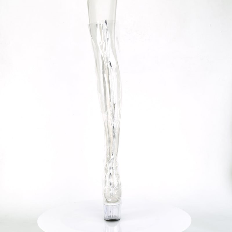 Pleaser Adore-3021 Hoge Hakken Dames Zilver | CLJZI-BE