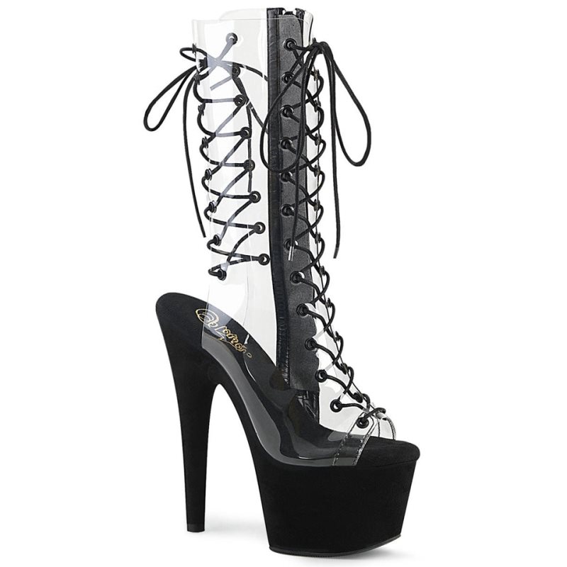 Pleaser Adore-700-60FS Suede Laarzen Dames Zwart | SILBO-BE