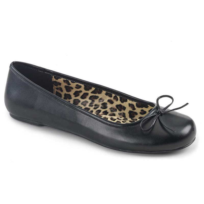 Pleaser Anna-01 Vegan Leather Ballerinas Dames Zwart | DQUMR-BE