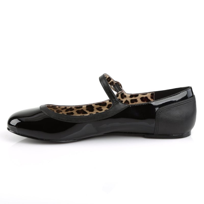 Pleaser Anna-02 Vegan Leather Ballerinas Dames Zwart | PNLGH-BE