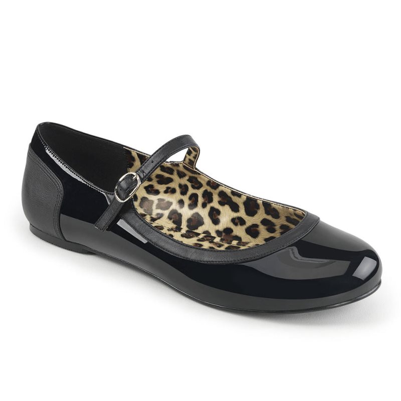 Pleaser Anna-02 Vegan Leather Ballerinas Dames Zwart | PNLGH-BE
