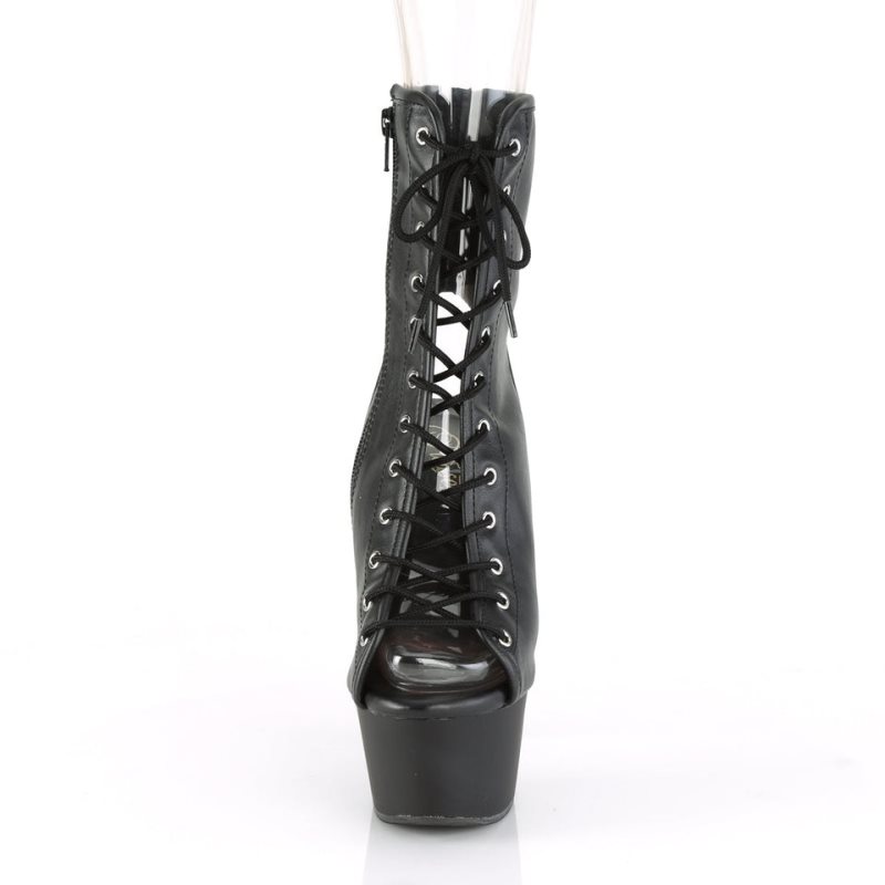 Pleaser Aspire-1016 Vegan Leather Laarzen Dames Zwart | JYAZU-BE
