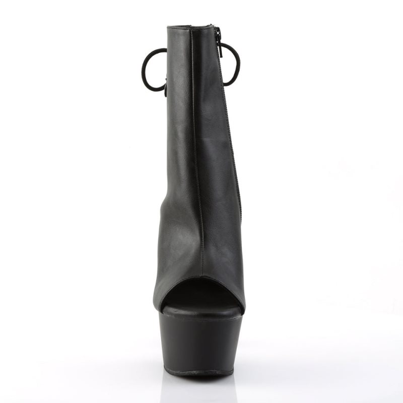 Pleaser Aspire-1018 Vegan Leather Laarzen Dames Zwart | ZQOVM-BE