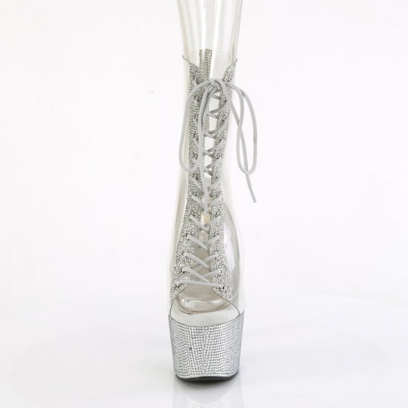 Pleaser Bejeweled-1016C-2-7 Laarzen Dames Zilver | LRVQJ-BE