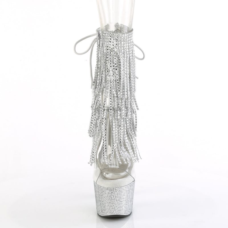 Pleaser Bejeweled-1017RSF-7 Laarzen Dames Zilver | UHOZF-BE