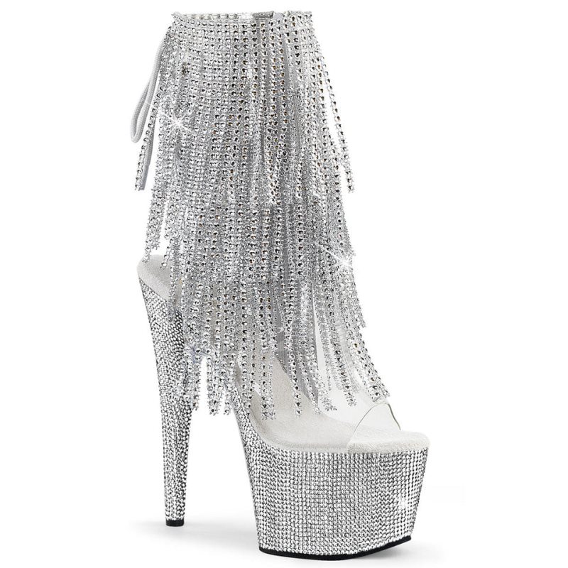 Pleaser Bejeweled-1017RSF-7 Laarzen Dames Zilver | UHOZF-BE