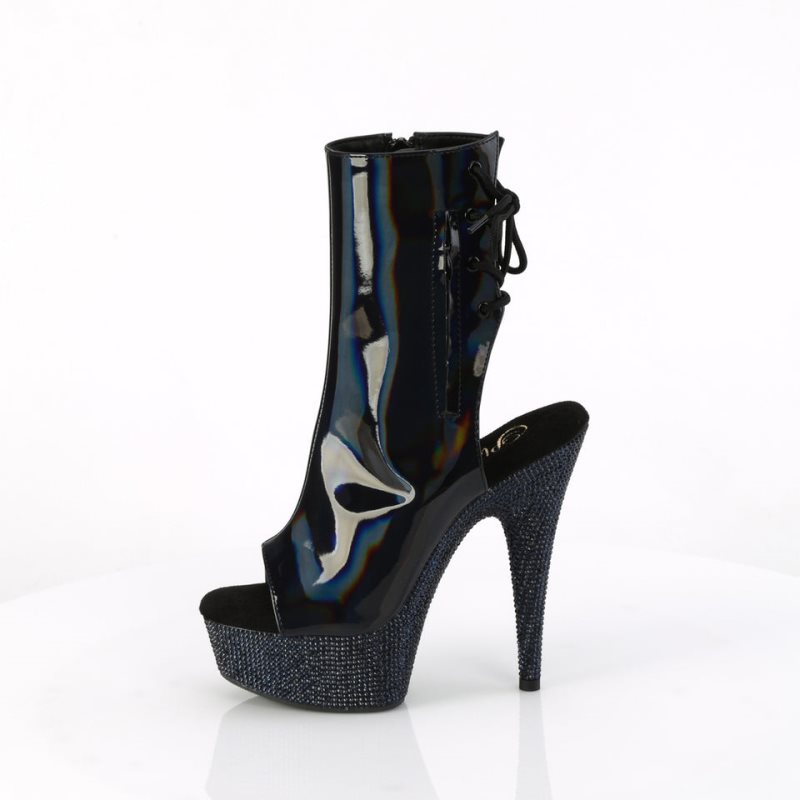 Pleaser Bejeweled-1018DM-6 Hologram Laarzen Dames Zwart | CWXHJ-BE
