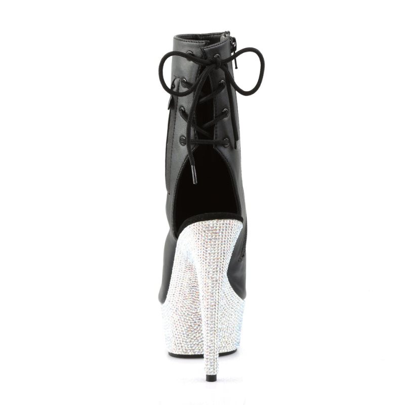 Pleaser Bejeweled-1018DM-6 Vegan Leather Laarzen Dames Zwart Zilver | FZYDQ-BE