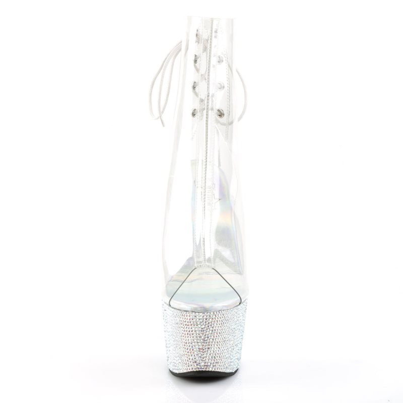 Pleaser Bejeweled-1018DM-7 Laarzen Dames Zilver | BAUNT-BE