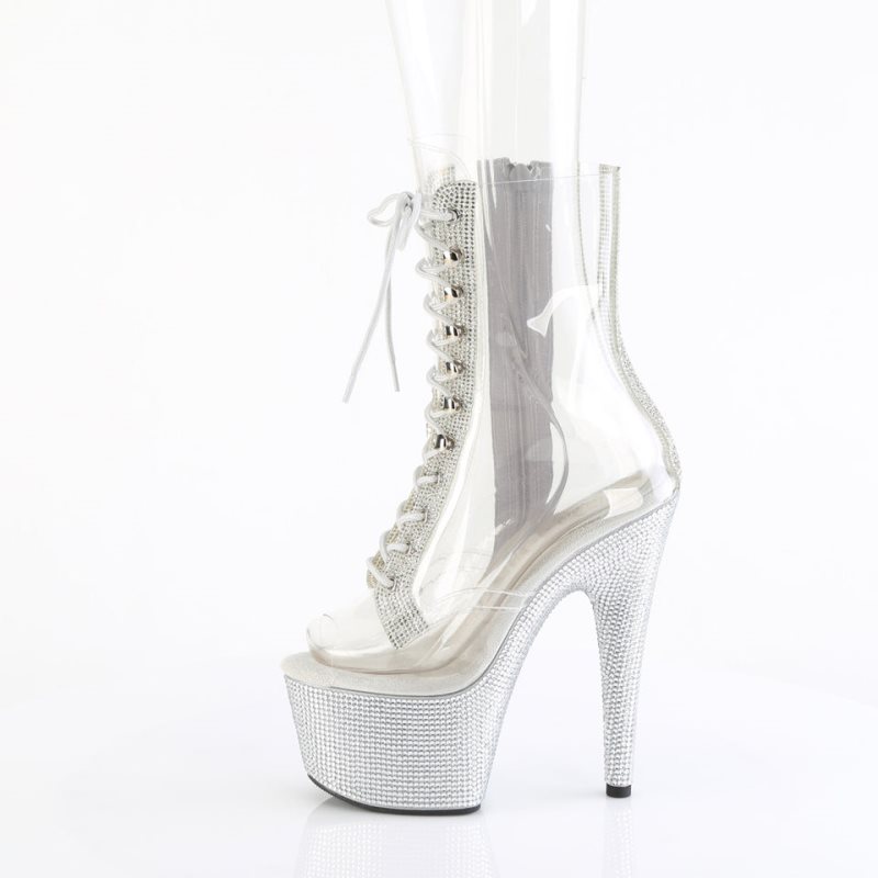 Pleaser Bejeweled-1021C-2 Laarzen Dames Zilver | XUEHV-BE