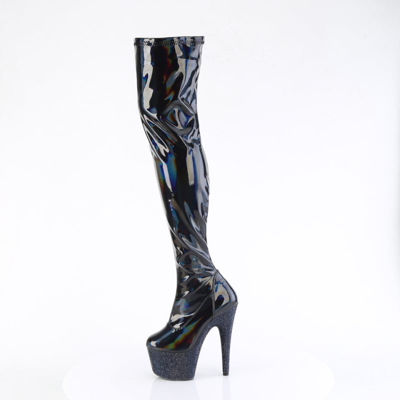 Pleaser Bejeweled-3000-7 Hoge Hakken Dames Zwart | KFSLG-BE