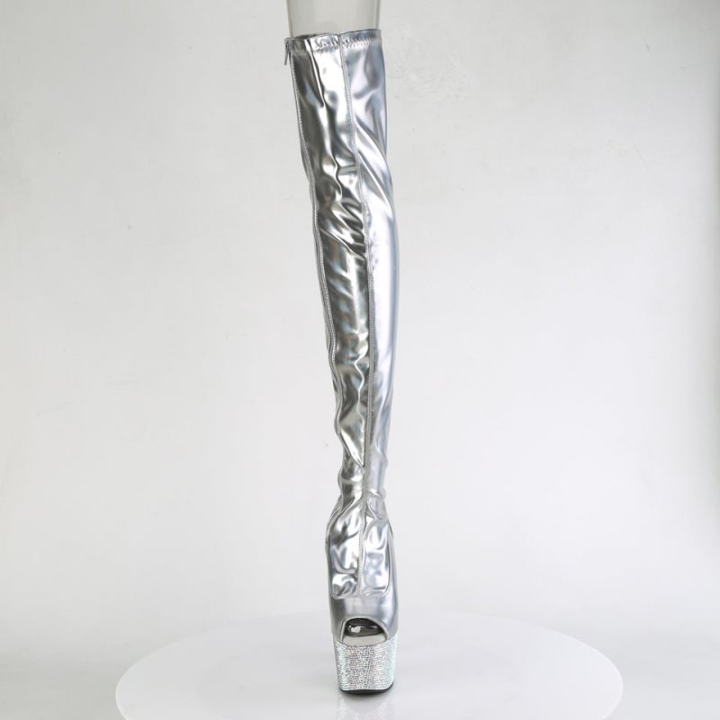 Pleaser Bejeweled-3011-7 Hoge Hakken Dames Zilver | MOAWB-BE