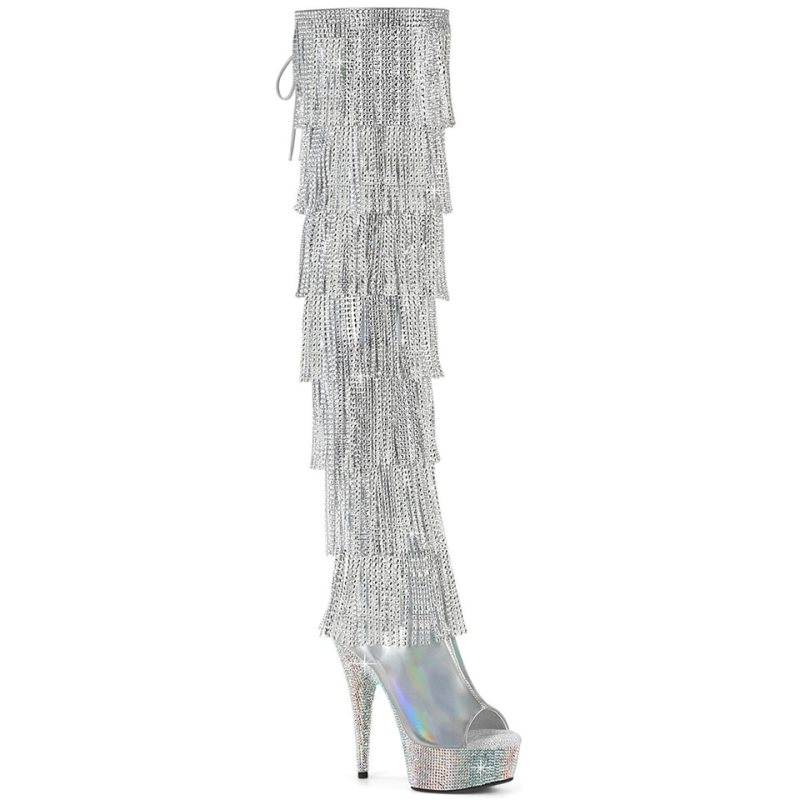 Pleaser Bejeweled-3017HG-RSF-6 Rhinestones Hoge Hakken Dames Zilver | KOJEN-BE