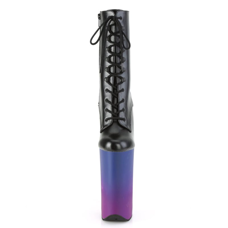 Pleaser Beyond-1020BP Vegan Leather Laarzen Dames Zwart Blauw | IGBQO-BE