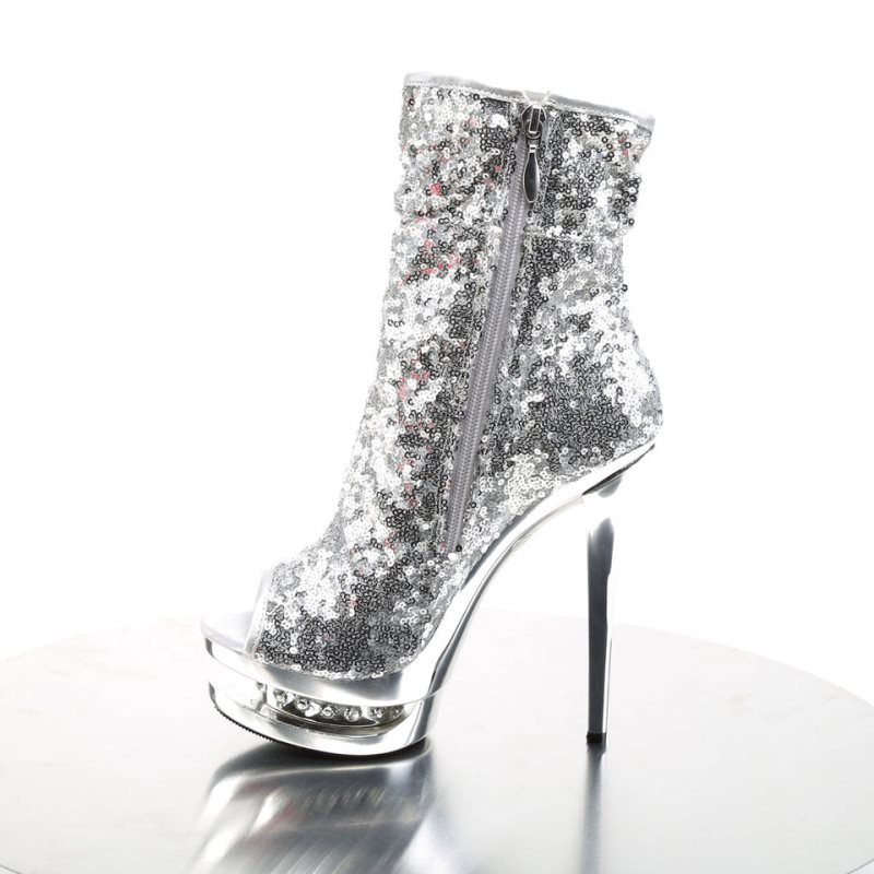 Pleaser Blondie-R-1008 Laarzen Dames Zilver | JRNAM-BE