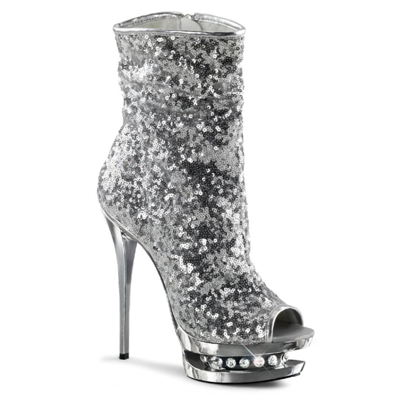 Pleaser Blondie-R-1008 Laarzen Dames Zilver | JRNAM-BE