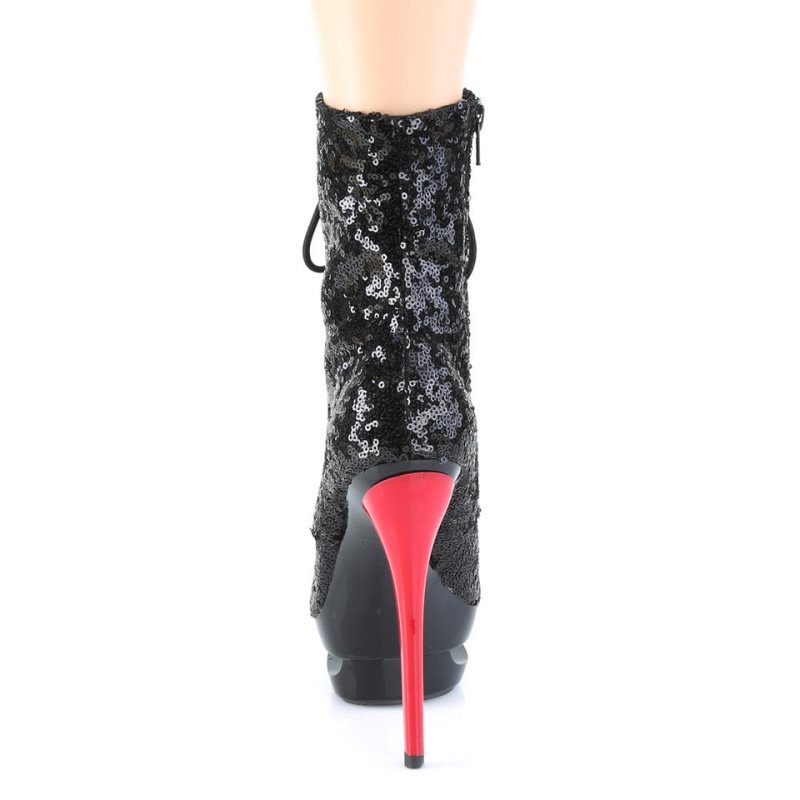 Pleaser Blondie-R-1020 Laarzen Dames Zwart Rood | YPDNM-BE