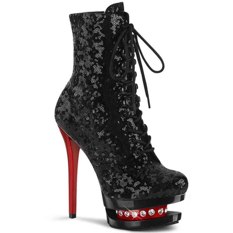 Pleaser Blondie-R-1020 Laarzen Dames Zwart Rood | YPDNM-BE
