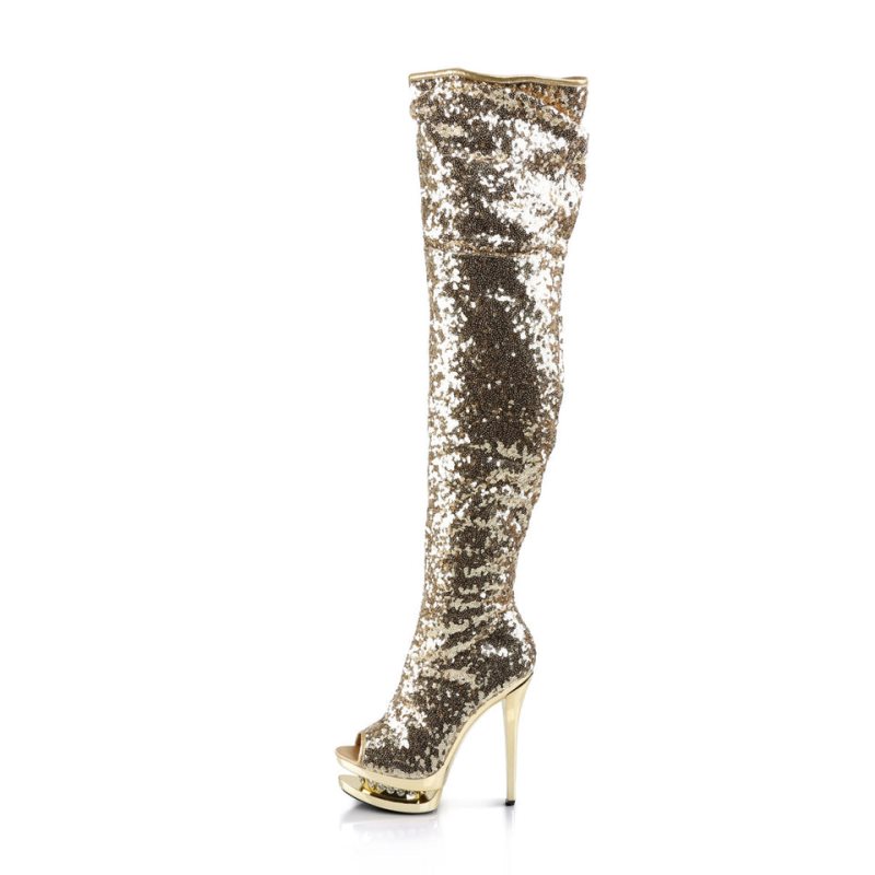 Pleaser Blondie-R-3011 Hoge Hakken Dames Goud | ILUOQ-BE