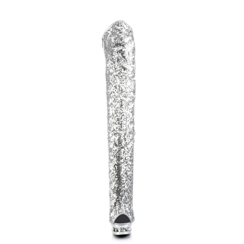 Pleaser Blondie-R-3011 Hoge Hakken Dames Zilver | XRLZH-BE