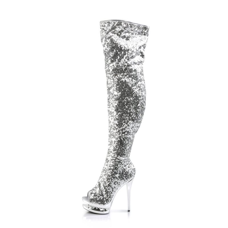 Pleaser Blondie-R-3011 Hoge Hakken Dames Zilver | XRLZH-BE