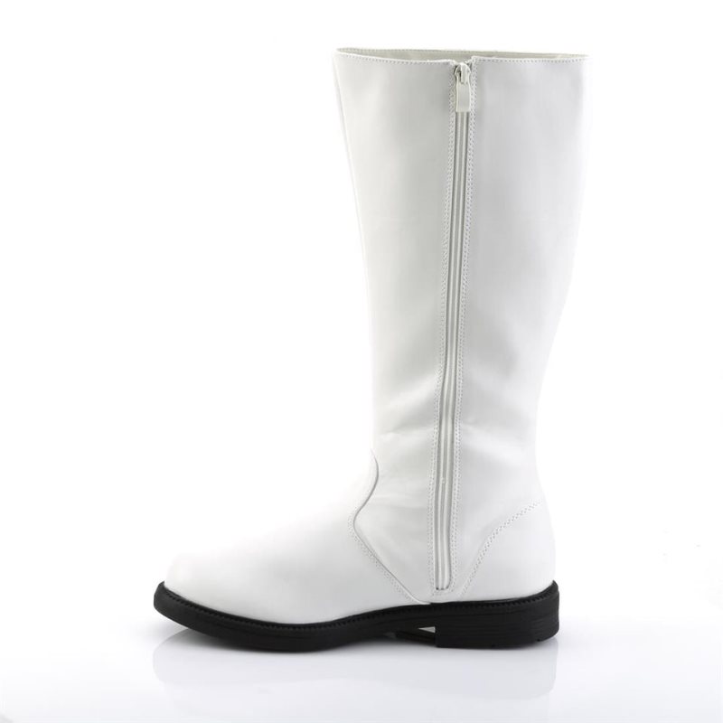 Pleaser Captain-100 Vegan Leather Knie Laarzen Heren Wit | WMNLU-BE