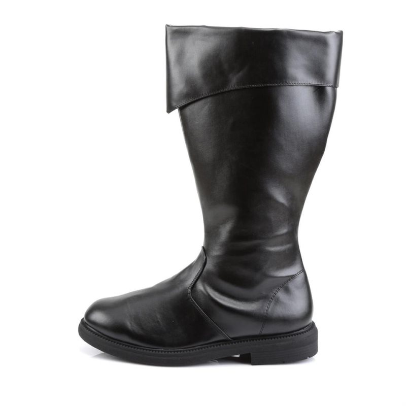 Pleaser Captain-105 Vegan Leather Knie Laarzen Heren Zwart | YXMBF-BE