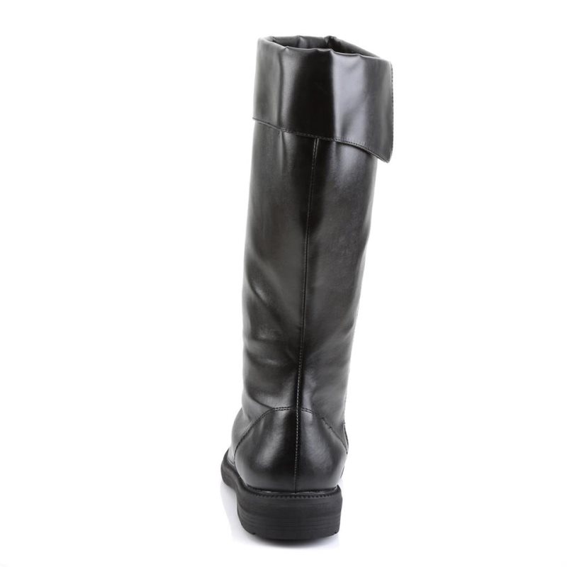 Pleaser Captain-105 Vegan Leather Knie Laarzen Heren Zwart | YXMBF-BE