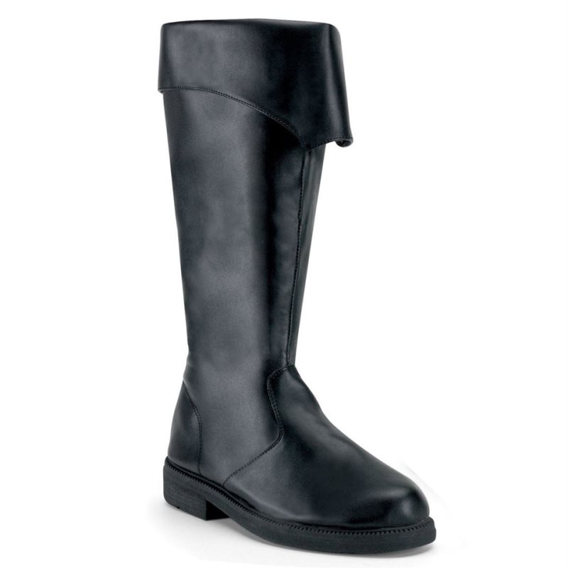 Pleaser Captain-105 Vegan Leather Knie Laarzen Heren Zwart | YXMBF-BE