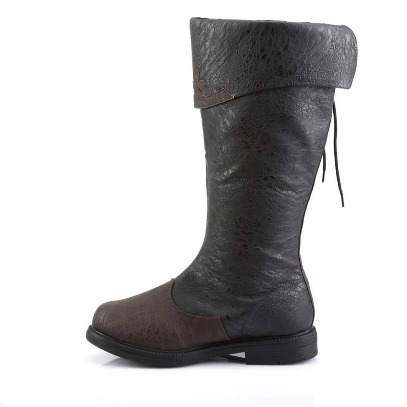 Pleaser Captain-110 Knie Laarzen Heren Zwart Bruin | MTLEN-BE