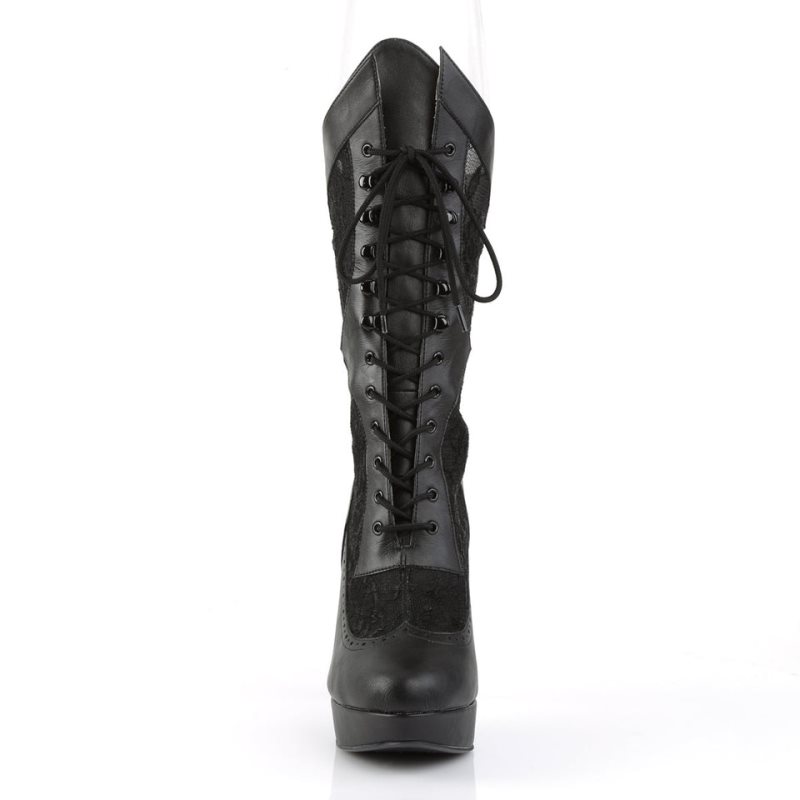 Pleaser Chloe-115 Vegan Leather Laarzen Dames Zwart | KCIDS-BE
