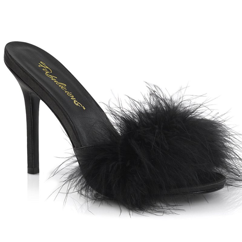 Pleaser Classique-01F Vegan Leather Badslippers Dames Zwart | EKOPM-BE