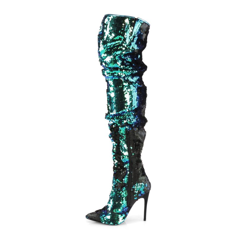 Pleaser Courtly-3011 Hoge Hakken Dames Groen | GARJO-BE